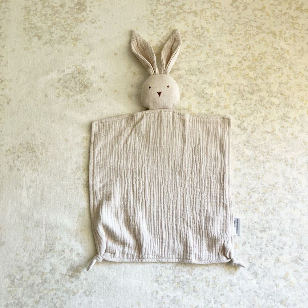 Bunny Rabbit Lovey Tan Gauze Organic Cotton Blankie Snuggle Buddy Woobie
